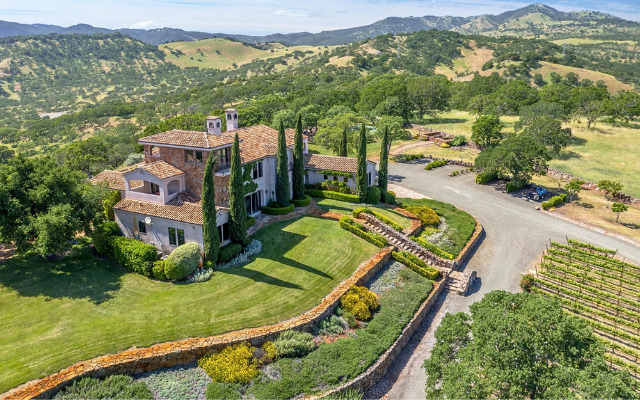 Aerial view of Villa Capricho & the grounds